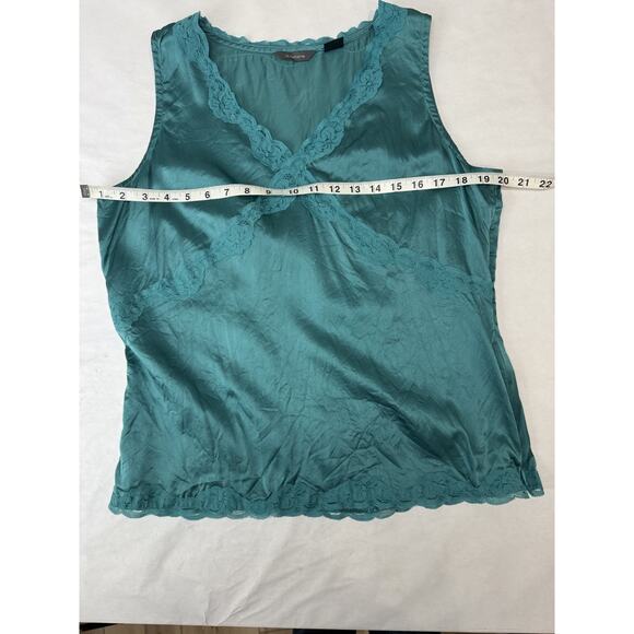 Y2K 100% Silk Lace Basic Layering Tank Top Teal Liz Claiborne Size 14 Petite - Picture 4 of 9